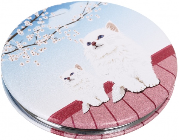 Зеркало карманное косметическое Лідер Канц Котик круглое 12 вариантов в ассортименте 