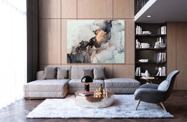 Картина на холсте Черный мрамор 120x80 см ТЕРРАВОЛ 