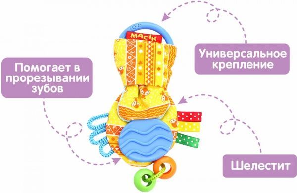 Іграшка розвивальна Macик Вушка з прорізувачем жовті МС 030601-03