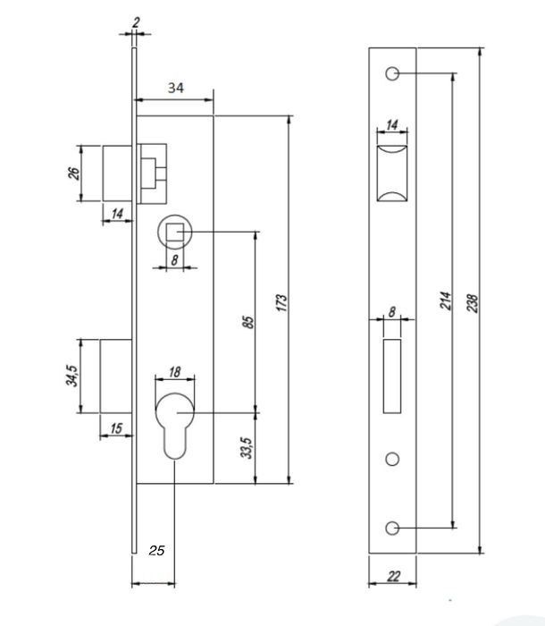 Замок врезной Apecs 3900-NI никель