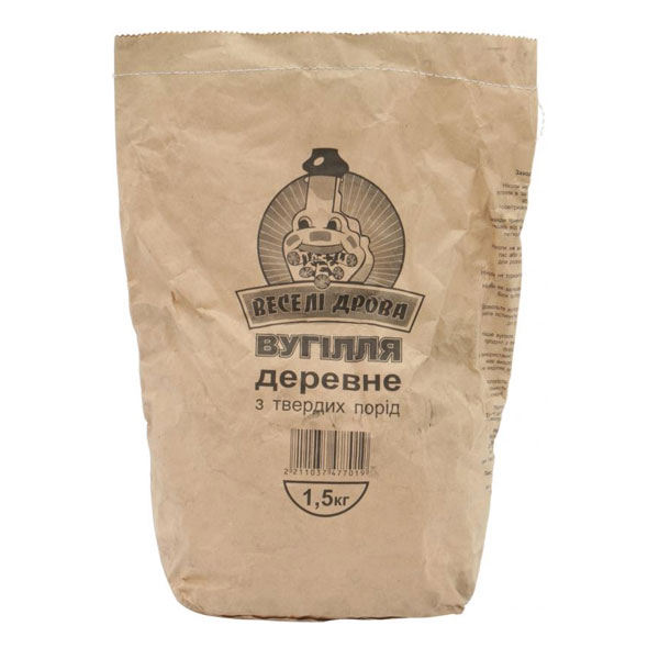 Уголь Веселі дрова древесный из твердых пород 1,5 кг