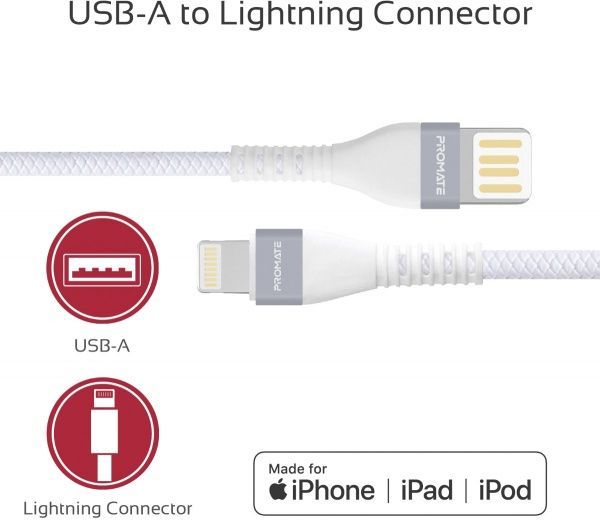Кабель Promate USB Type-C – USB 1,2 м білий 