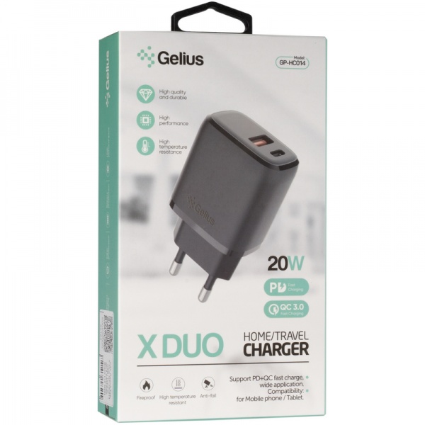 Зарядний пристрій Gelius Pro X-Duo GP-HC014 USB / Type-C QC3.0 / PD20W Black (2099900851827) 