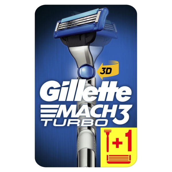 Станок для бритья Gillette MACH3 Mach3 Turbo 3D c 2 cменными кассетами 1 шт.
