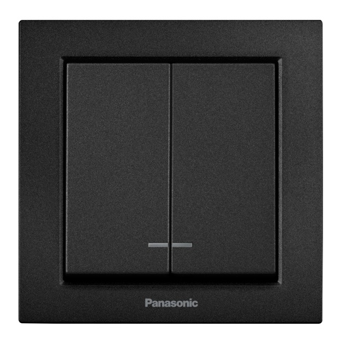 Вимикач двоклавішний Panasonic Karre Plus 55 з підсвіткою чорний WDTC90102BL-UA1
