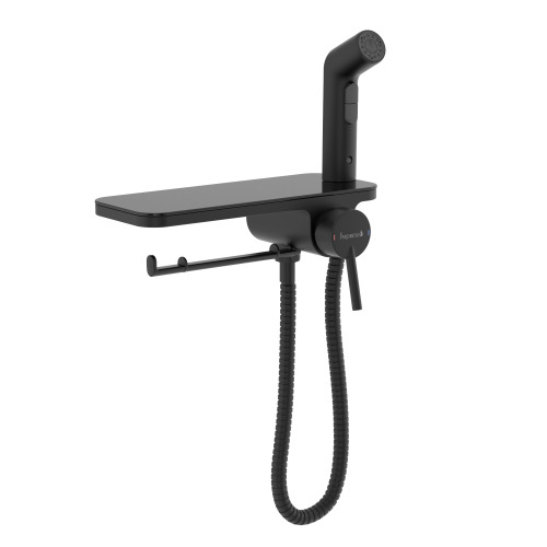 Гигиенический душ Imprese скрытого монтажа, LORETA черная полочка, черный матовый