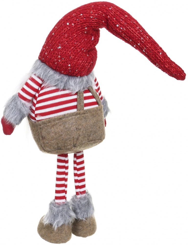 Декорація новорічна гномик що стоїть червоно-сірий AT140-21116-25.5 64 см