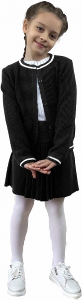 Кофточка детская для девочки ART KNIT герда xерная с белой полоской р.128 [019] Black/white 022644 