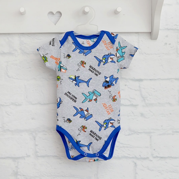 Боди детское для мальчика Blanka Акулята р.80 серый 110296 