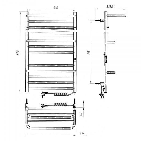 Рушникосушарка електрична Evro-Termo Садіва П12 500 х 900 з полицею ЕЛЕКТРО П.П. 