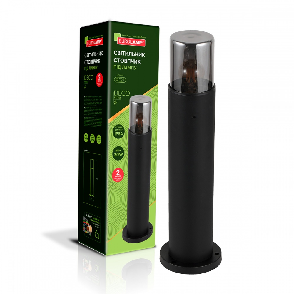 Світильник вуличний підлоговий Eurolamp DECO garden E27 IP54 чорний CL-1xE27(DECO)R