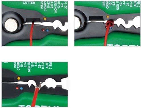 Кліщі обтискні для обтискача клем і зняття ізоляції Toptul DKAA2226