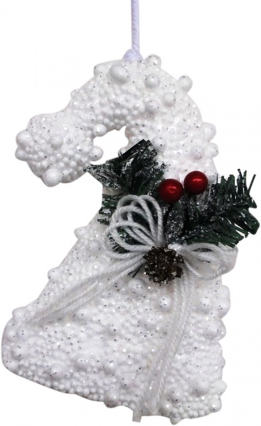 Ялинкова іграшка Чарівний капелюшок з горобиною білий 15 см 