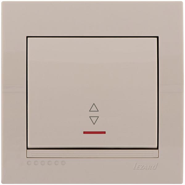 Вимикач прохідний одноклавішний Lezard Deriy з підсвіткою 10 А 250В IP20 кремовий