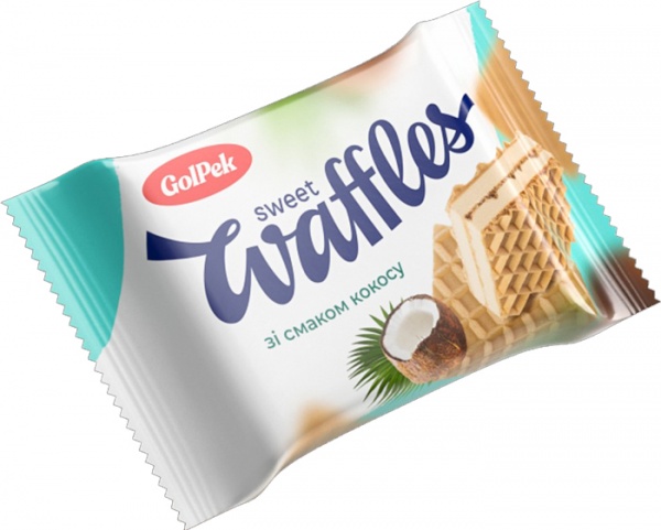 Вафлі Golpek вагові в індивідуальній упаковці Sweet waffles (квадро) з смаком кокос 300 г 