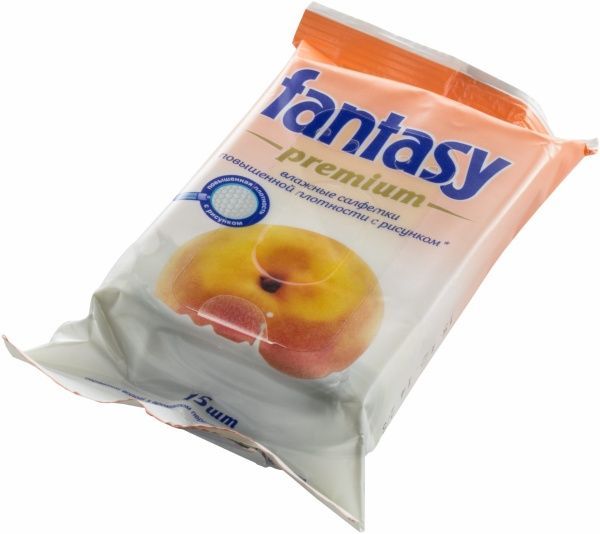 Влажные салфетки Fantasy Персик и миндальное молочко 15 шт.