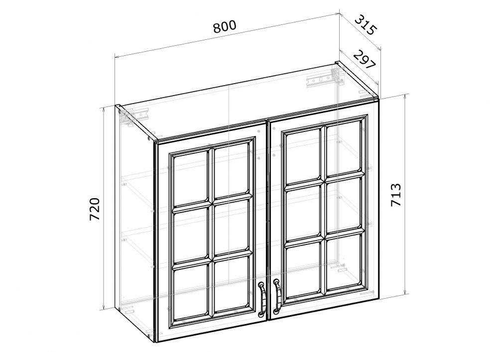 Шафа верхня В 80/72/30-ВТ (2 полиці) МС Глорія_ASHEN /фасад МДФ №332 попелястий матовий/дуб артізан Грейд