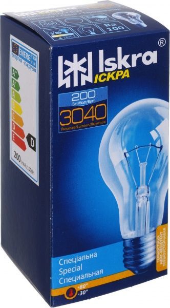 Лампа розжарювання Iskra PS65 200 Вт E27 220 В прозора