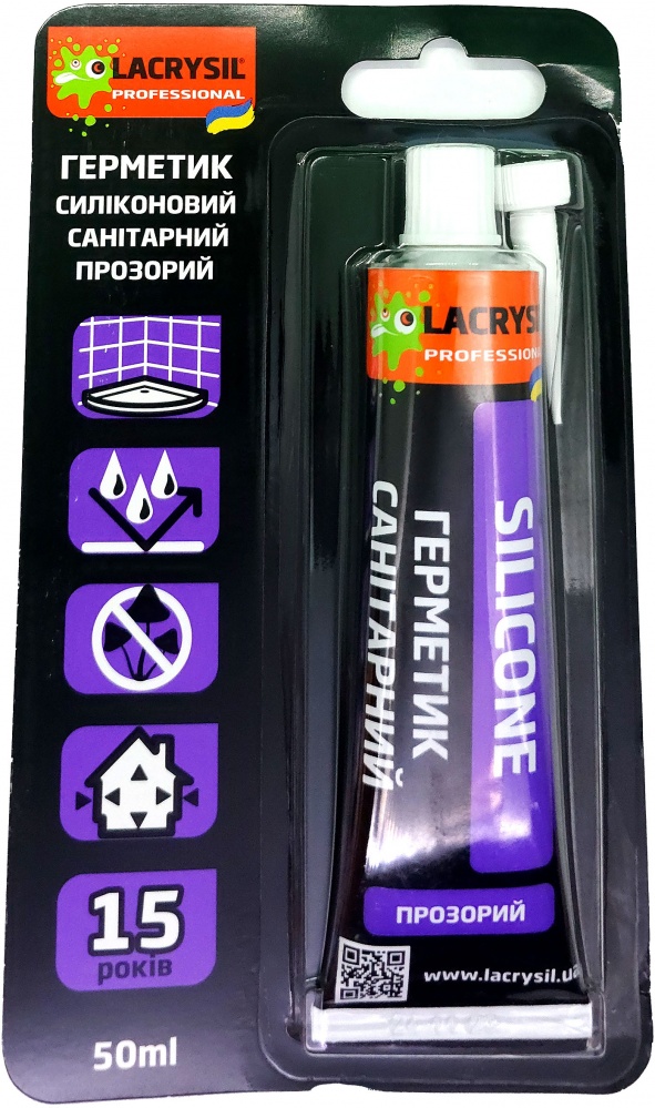 Герметик силиконовый Lacrysil санитарный прозрачный 50 мл