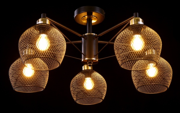 Светильник потолочный Accento lighting Sicilia 5x60 Вт E14 черный ALHu-KC11099-5 