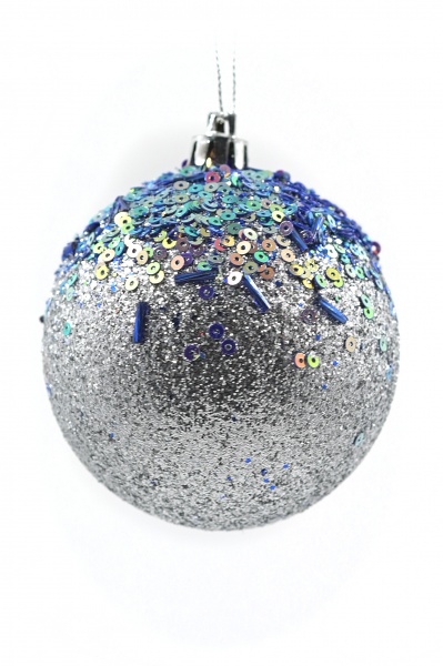Шар новогодний Конфетти 80 мм серебро 8258