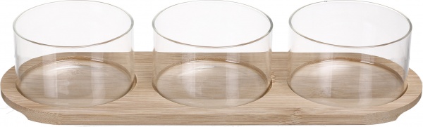 Набор емкостей на бамбуковой подставке 33,5х11,5 см 340 мл 7089-1 S&T