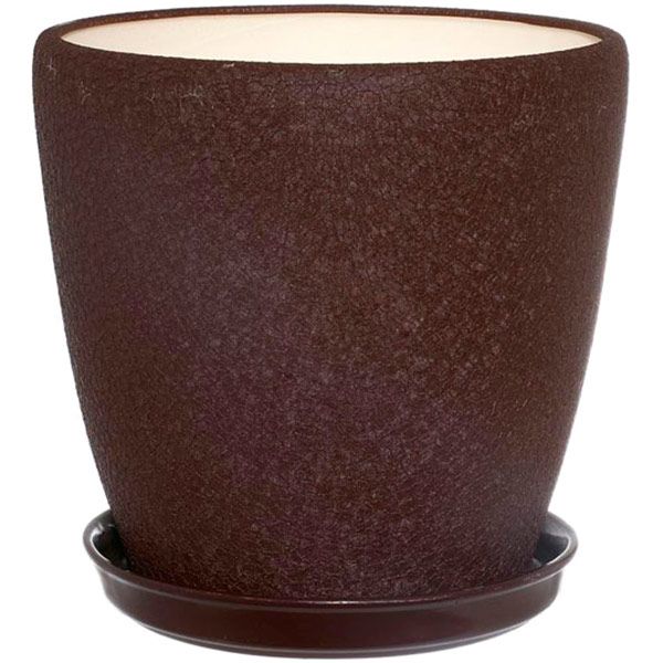 Горшок керамический Ориана-Запорожкерамика Грация №4 шелк шоколадный круглый 1,2л темный шоколад 