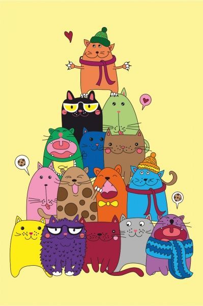 Полотно на картоні з контуром Яскраві котики 20x30 см Rosa Start 