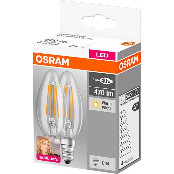 Лампа LED Osram Filament 4 Вт E14 2700K 2 шт