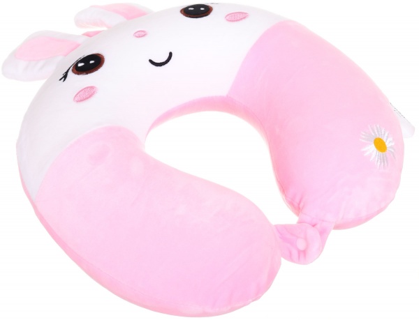 Подушка дорожная Зайчик 30х30 см белый с розовым Luna