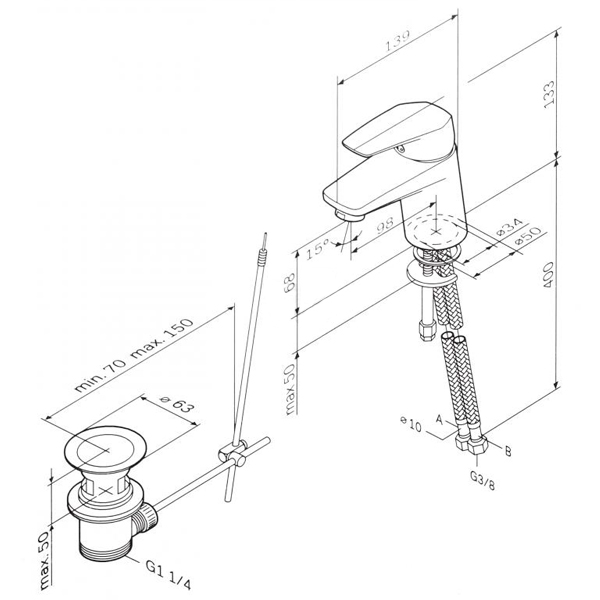 Смеситель для умывальника AM PM Gem F9082100 с донным клапаном