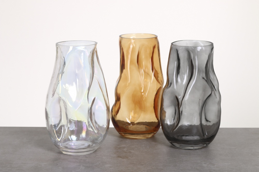 Ваза стеклянная Bumble 27,5 см перламутровая прозрачная JY-23DFX705C