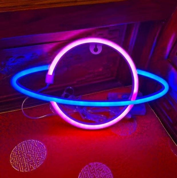 Неоновая вывеска Luna LUDS-NEO-44 Планета теплый белый/синий/розовый