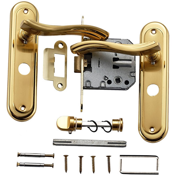 Замок врезной с ручками  Linde А-2002 WC PB/SB WC 47,5 мм матовая латунь/