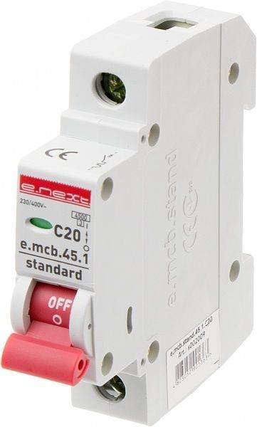 Автоматичний вимикач  E.next e.mcb.stand.45.1.C20, 1р, С, 20А, 4.5 кА s002009