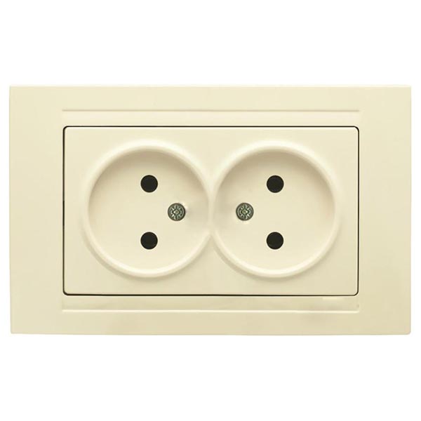 Розетка подвійна без заземлення Gunsan Moderna без шторок кремовий MD 29 12 149