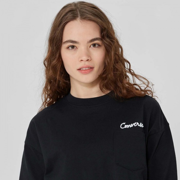 Світшот Converse FASHION CROP LS POCKET TOP 10024528-001 р. XS чорний