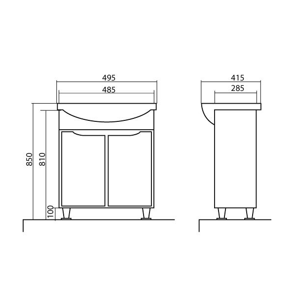 Тумба підлогова Aqua Rodos Родорс 50 біла з умивальником Nova 50