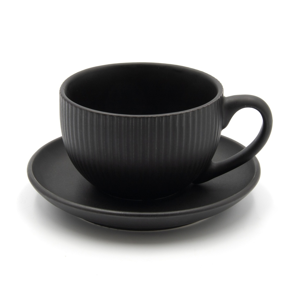 Чашка с блюдцами Milika Decagon Black 250 мл M0430-CHB250-2B