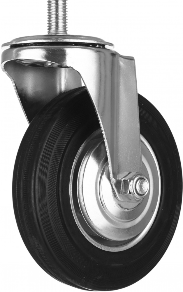Колесо d160 мм резиновое поворотное с резьбовым штырем M16