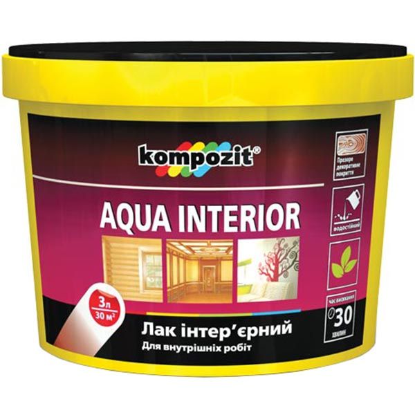 Лак інтер'єрний Aqua Interior Kompozit глянець 10 л
