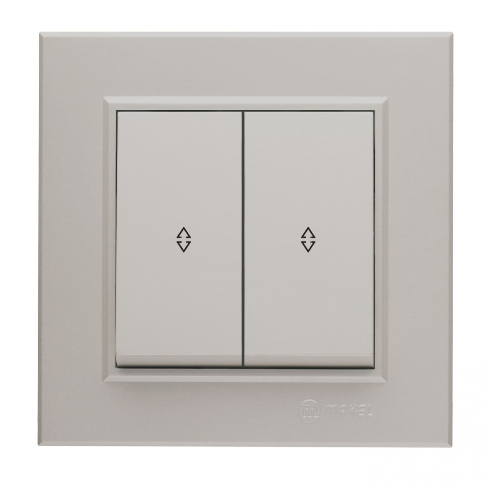 Выключатель проходной двухклавишный Makel Karea без подсветки жемчуг 56100026