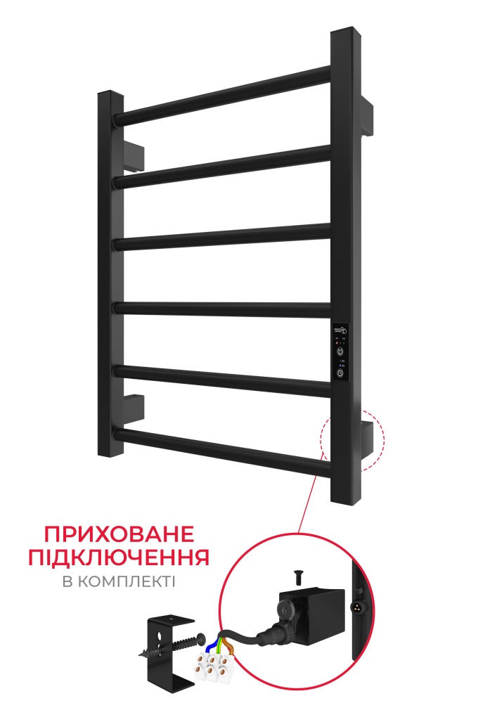 Рушникосушарка електрична HYGGE FAMILY Leeds 570x430 чорний мат