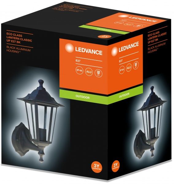 Світильник вуличний настінний Ledvance Lantern Classic Up E27 60 Вт IP44 чорний 