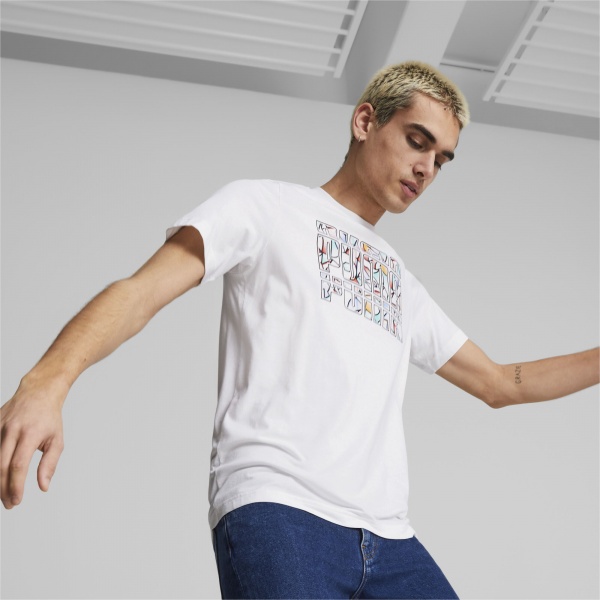 Футболка Puma GRAPHICS SUMMER TEE PUMA WHITE 67448202 р.M белый