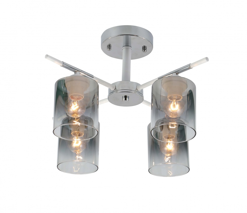 Люстра стельова Sensio Lirra 4x40 Вт E27 хром/білий/димчастий LS-07273/4S-E2740W