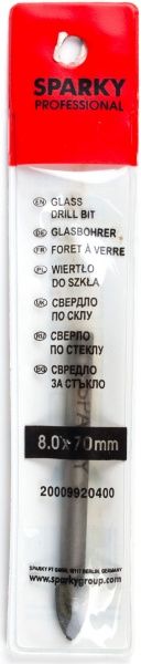 Сверло по стеклу Sparky 39x70 мм 8 мм