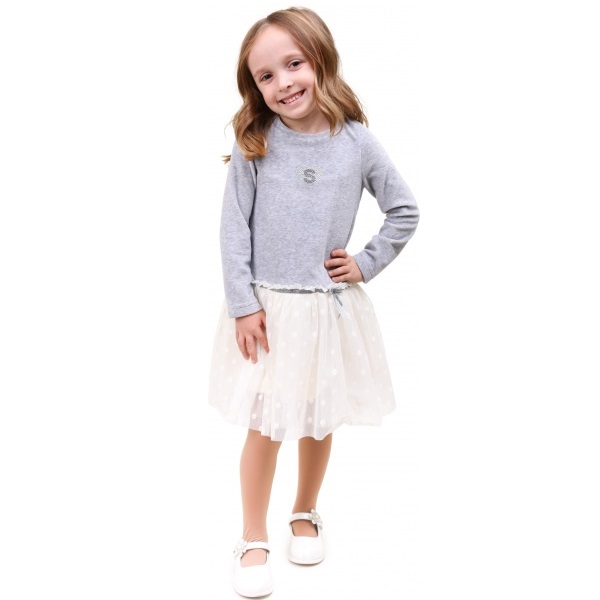 Платье Sasha 4746 р.122 серый/молочный 