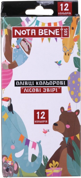 Олівці кольорові Лісові звірі 12 шт/уп Nota Bene