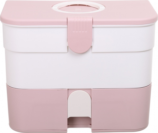 Органайзер для косметики багаторівневий з шухлядами 32х20х25 см білийрожевий 